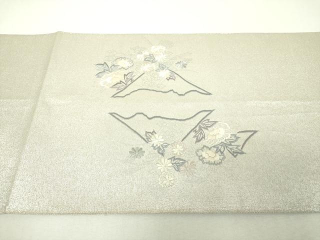 平和屋着物▼綴れ 太鼓柄袋帯 総刺繍 草花文 金銀糸 正絹 逸品 DABI6048ps
