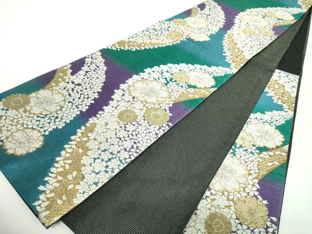 平和屋着物▼六通柄袋帯 舞桜 金糸 正絹 逸品 DABI6171ps