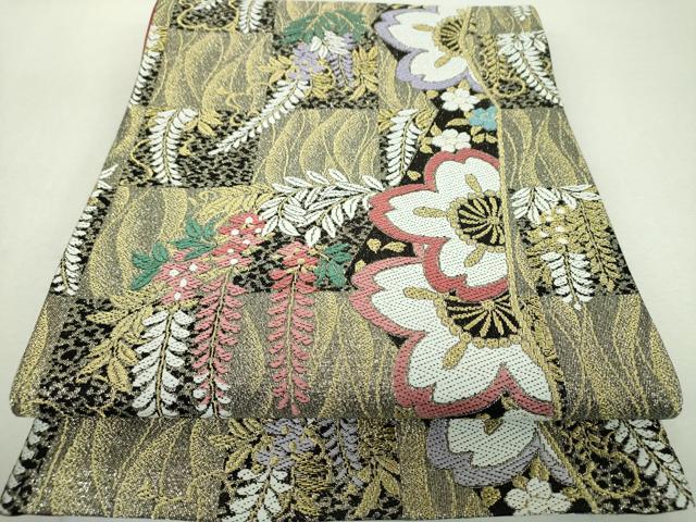 平和屋着物▼六通柄袋帯 藤花房 舞桜 金銀糸 正絹 逸品 DABI6174ps