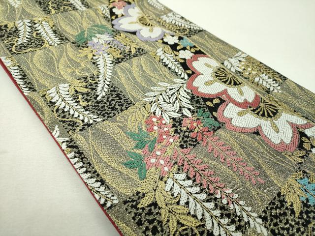 平和屋着物▼六通柄袋帯 藤花房 舞桜 金銀糸 正絹 逸品 DABI6174ps