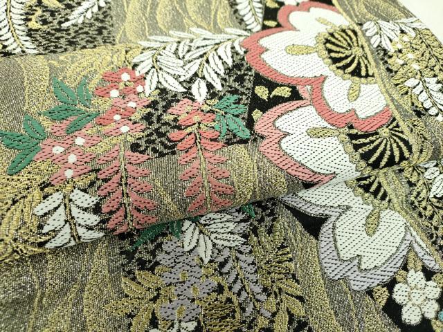 平和屋着物▼六通柄袋帯 藤花房 舞桜 金銀糸 正絹 逸品 DABI6174ps