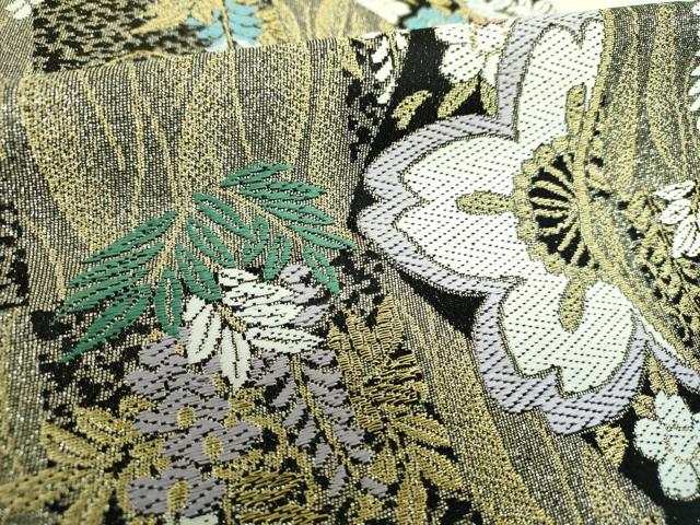 平和屋着物▼六通柄袋帯 藤花房 舞桜 金銀糸 正絹 逸品 DABI6174ps
