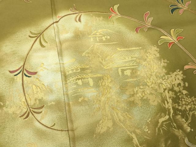 平和屋着物●豪華色留袖 作家物 刺繍 手描き 風景文 金彩 正絹 逸品 DABI6200ps