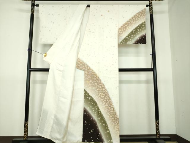 平和屋着物●訪問着 作家物 駒刺繍 舞桜 暈し染め 金糸 反端付き 正絹 逸品 DABI6203ps