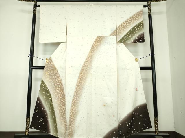 平和屋着物●訪問着 作家物 駒刺繍 舞桜 暈し染め 金糸 反端付き 正絹 逸品 DABI6203ps