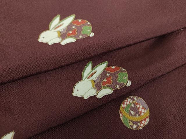 平和屋着物●上質な小紋 桜手毬 兎 金彩 正絹 逸品 DABI6205ps