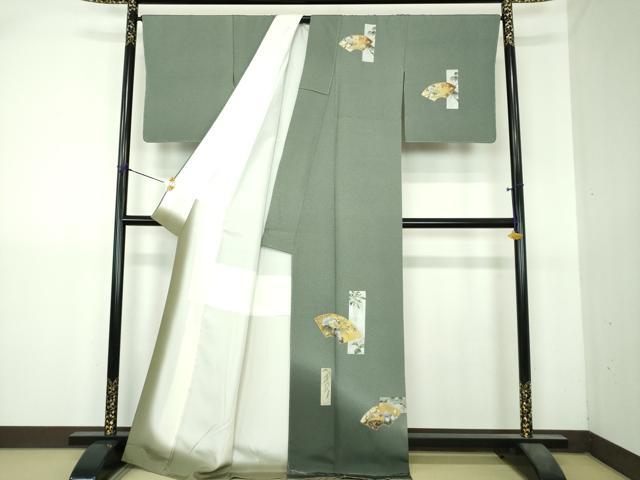 平和屋着物●訪問着 作家物 地紙短冊花文 暈し染め 金銀彩 正絹 逸品 未使用 DABI6211ps