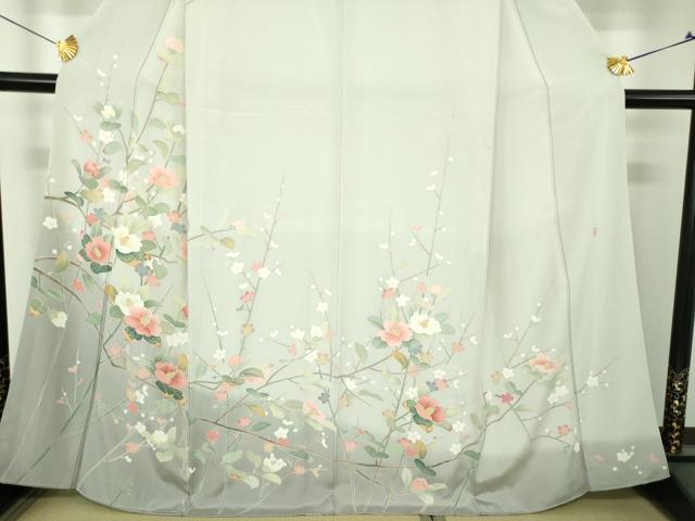 平和屋着物●訪問着 友禅 作家物 槍梅 枝花文 暈し染め 正絹 逸品 DABI6238ps