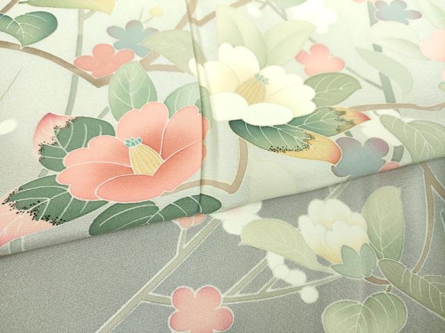 平和屋着物●訪問着 友禅 作家物 槍梅 枝花文 暈し染め 正絹 逸品 DABI6238ps