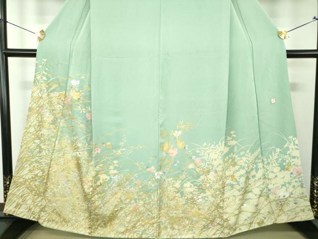平和屋着物●訪問着 作家物 草花文 シルエット 金銀彩 正絹 逸品 DABI6242ps