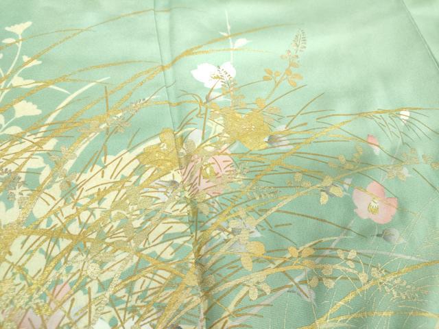 平和屋着物●訪問着 作家物 草花文 シルエット 金銀彩 正絹 逸品 DABI6242ps