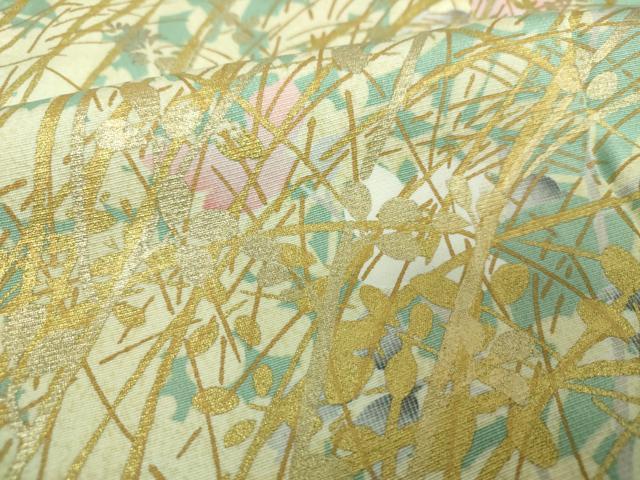 平和屋着物●訪問着 作家物 草花文 シルエット 金銀彩 正絹 逸品 DABI6242ps