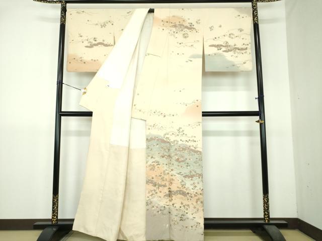 平和屋着物●中国三大刺繍 相良刺繍 総刺繍 訪問着 雲取り舞蝶吉祥花文 暈し染め 金糸 正絹 逸品 DABI6246ps