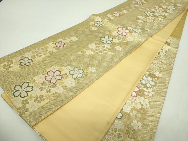平和屋着物▼六通柄袋帯 唐織 舞桜 金糸 正絹 逸品 DABI6255ps