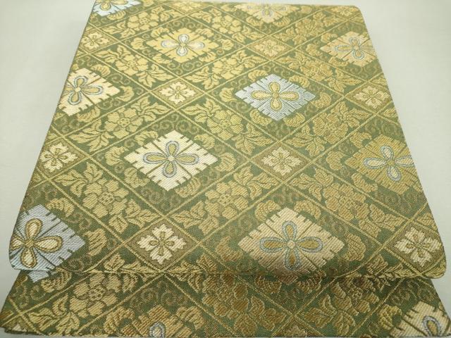 平和屋着物▼六通柄袋帯 花菱文 金銀糸 正絹 逸品 DABI6260ps