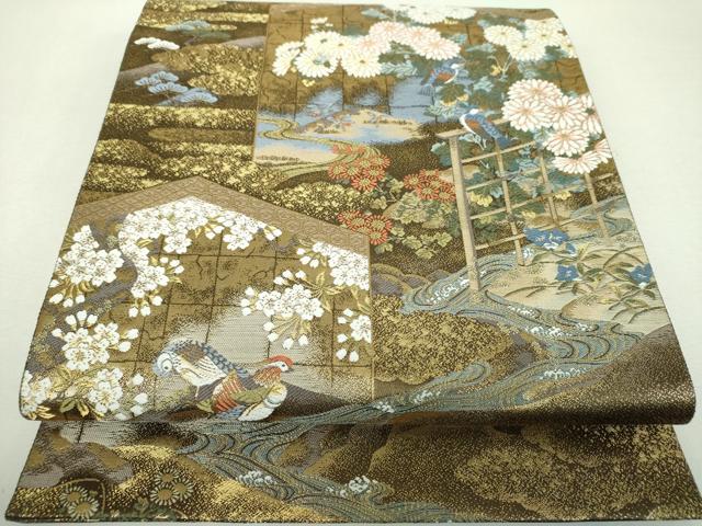 平和屋着物▼六通柄袋帯 唐織 九百瑞翔錦 金糸 正絹 逸品 DABI6262ps
