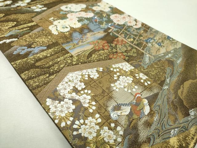 平和屋着物▼六通柄袋帯 唐織 九百瑞翔錦 金糸 正絹 逸品 DABI6262ps