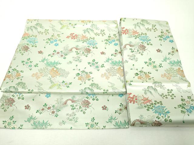 平和屋着物▼つけ帯 風景花文 正絹 逸品 DABI6356ps