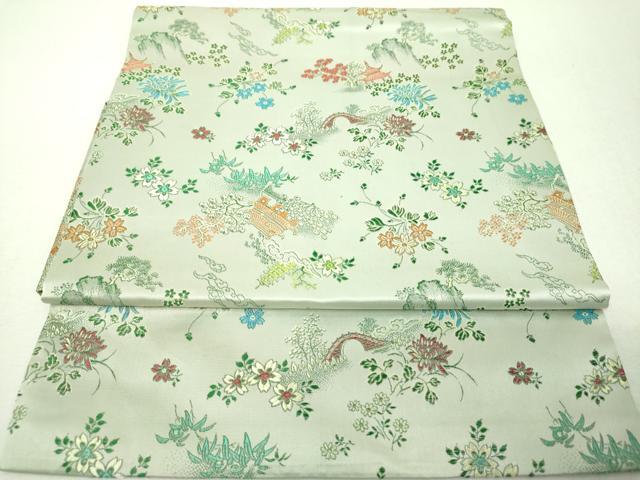 平和屋着物▼つけ帯 風景花文 正絹 逸品 DABI6356ps