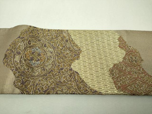 平和屋着物▼つけ帯 金華山織 草木染 道長花菱文 金糸 正絹 逸品 DABI6358ps