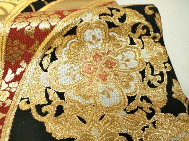 平和屋着物▼六通柄袋帯 正倉院花文 金糸 正絹 逸品 DABI6370ps