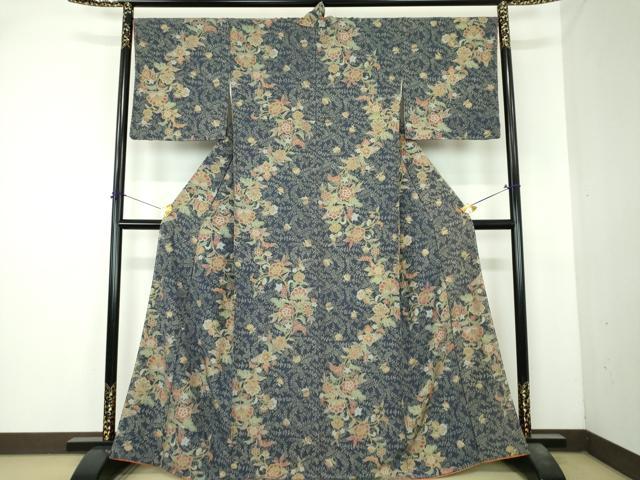 平和屋着物●上質な小紋 更紗花文 正絹 逸品 未使用 DABI6390ps