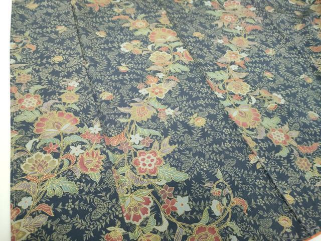 平和屋着物●上質な小紋 更紗花文 正絹 逸品 未使用 DABI6390ps