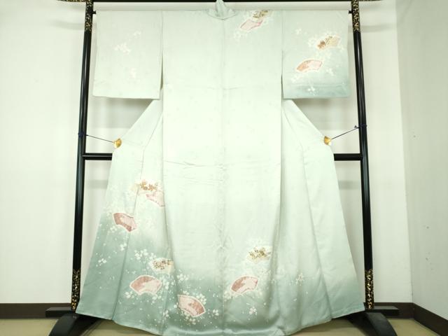 平和屋着物●創業460年・千總 訪問着 刺繍 絞り 地紙花文 暈し染め 正絹 逸品 DABI6393ps