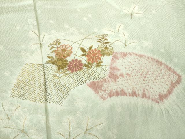 平和屋着物●創業460年・千總 訪問着 刺繍 絞り 地紙花文 暈し染め 正絹 逸品 DABI6393ps