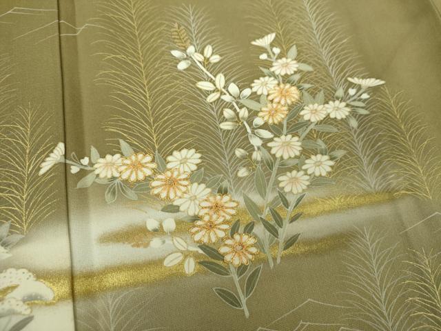 平和屋着物●訪問着 駒刺繍 秋草文 暈し染め 金銀彩 三越扱い 正絹 逸品 DABI6395ps