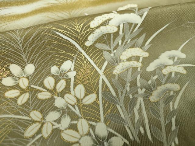 平和屋着物●訪問着 駒刺繍 秋草文 暈し染め 金銀彩 三越扱い 正絹 逸品 DABI6395ps