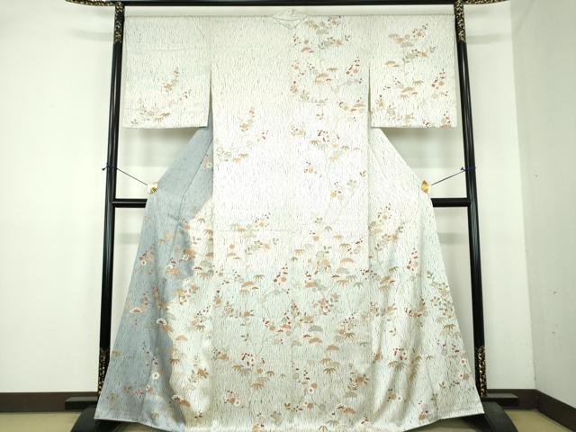 平和屋着物●訪問着 駒刺繍 杢目絞り 吉祥花文 正絹 逸品 DABI6396ps