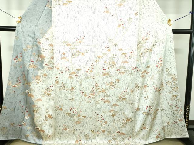 平和屋着物●訪問着 駒刺繍 杢目絞り 吉祥花文 正絹 逸品 DABI6396ps