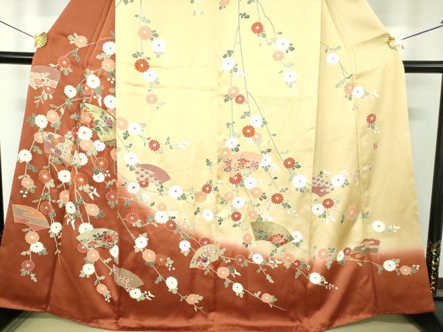 平和屋着物●訪問着 作家物 駒刺繍 地紙花文 暈し染め 金彩 正絹 逸品 DABI6399ps