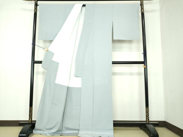 平和屋着物●上質な色無地 霞地紋 薄雲鼠色 ロング丈 正絹 逸品 未使用 DABI6408ps