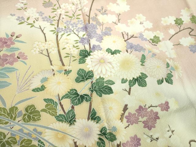 平和屋着物●訪問着 枝花文 暈し染め 金彩 健勝苑扱い 正絹 逸品 DABI6425ps