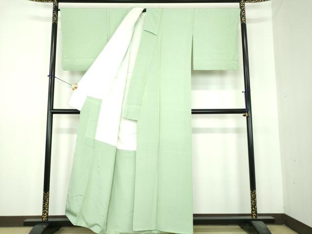 平和屋着物●上質な色無地 山葵色 正絹 逸品 DABI6432ps