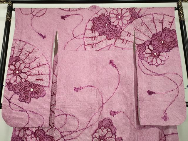 平和屋着物●豪華振袖 総絞り 檜扇花文 正絹 逸品 DABI6434ps