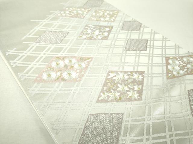 平和屋着物▼太鼓柄袋帯 総刺繍 花菱文 金銀糸 引箔 正絹 逸品 DABI6452ps