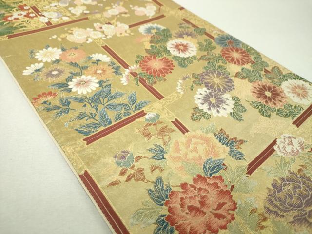 平和屋着物▼六通柄袋帯 欄間流水花文 金糸 引箔 正絹 逸品 DABI6461ps