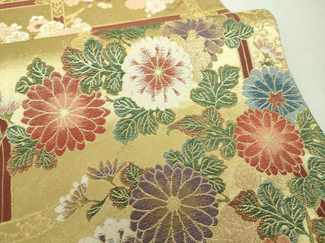 平和屋着物▼六通柄袋帯 欄間流水花文 金糸 引箔 正絹 逸品 DABI6461ps