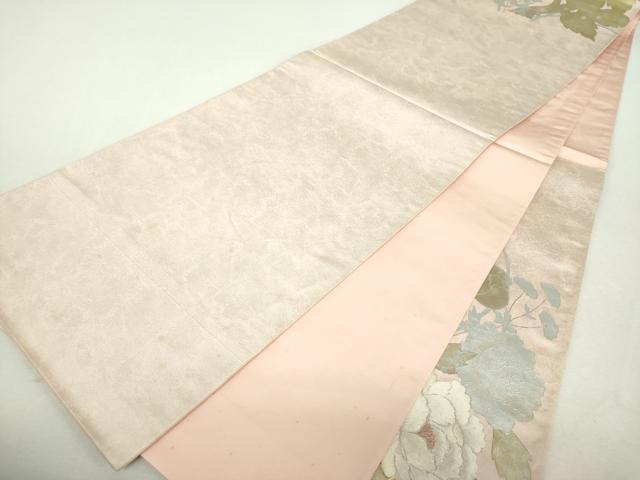 平和屋着物▼太鼓柄袋帯 駒刺繍 牡丹文 金銀彩 引箔 正絹 逸品 DABI6474ps