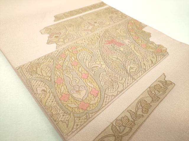 平和屋着物▼中国三大刺繍 スワトウ刺繍 汕頭刺繍 総刺繍 太鼓柄袋帯 手織 明綴汕頭 天然草木 紅花染 更紗花文 金彩 正絹 逸品 DABI6475ps