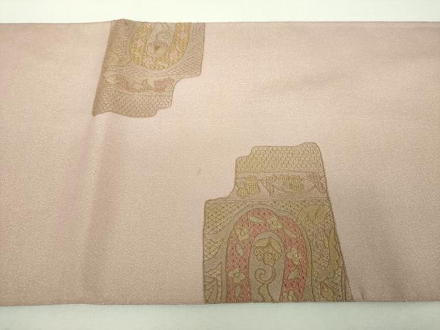 平和屋着物▼中国三大刺繍 スワトウ刺繍 汕頭刺繍 総刺繍 太鼓柄袋帯 手織 明綴汕頭 天然草木 紅花染 更紗花文 金彩 正絹 逸品 DABI6475ps