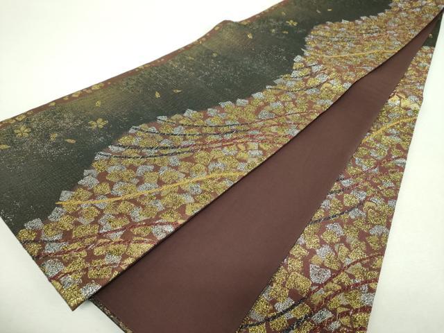 平和屋着物▼全通柄袋帯 舞桜 金銀糸 やまと誂製 正絹 逸品 DABI6523ps