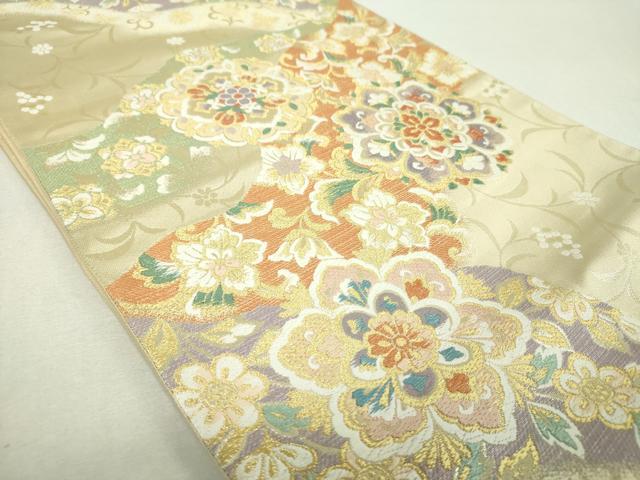 平和屋着物▼六通柄袋帯 唐織 正倉院花文 金糸 正絹 逸品 DABI6534ps
