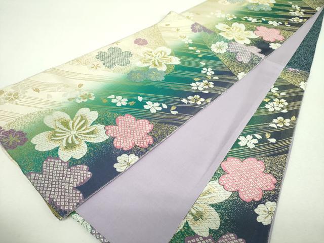 平和屋着物▼六通柄袋帯 舞桜 金糸 正絹 逸品 DABI6542ps