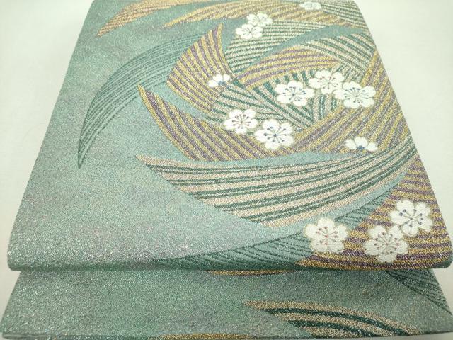 平和屋着物▼六通柄袋帯 舞桜 金糸 正絹 逸品 DABI6550ps