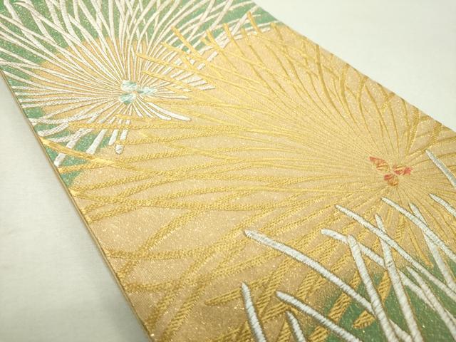 平和屋着物▼六通柄袋帯 若松葉 金銀糸 正絹 逸品 DABI6568ps
