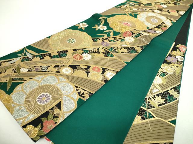平和屋着物▼六通柄袋帯 吉祥花文 金糸 正絹 逸品 DABI6578ps